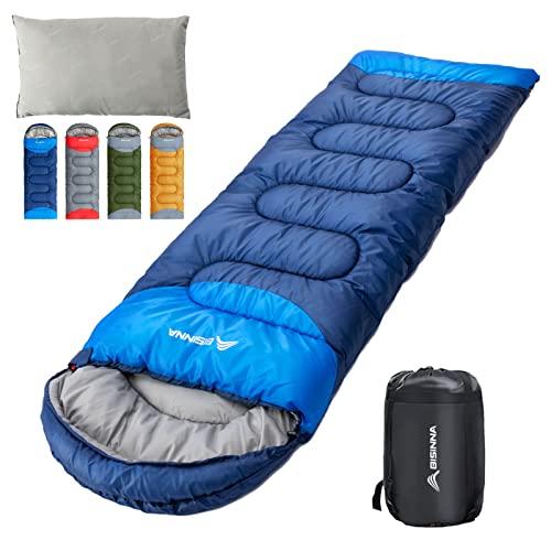 BISINNA Saco de Dormir con Almohada - 4 Estaciones, Ligero, Impermeable, cálido, Saco de Dormir con...