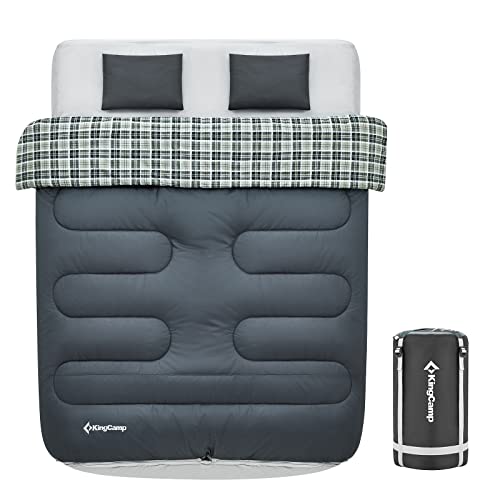 KingCamp Saco de Dormir Doble 3 en 1 Saco de Dormir de Invierno 2 Personas con 2 Almohadas Saco...