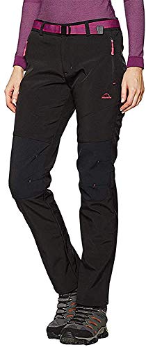 Tofern Pantalones Mujer Zip-Off Softhell Termicos con Cinturón Montaña Senderismo Trekking,...