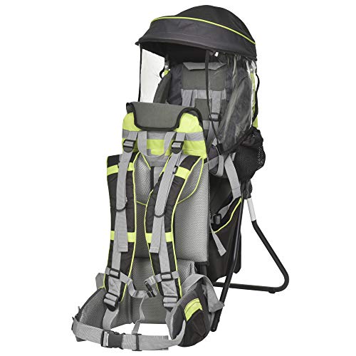 HOMCOM Mochila Portabebés Plegable Portador de Bebés con Techo Impermeable Base de Soporte y...