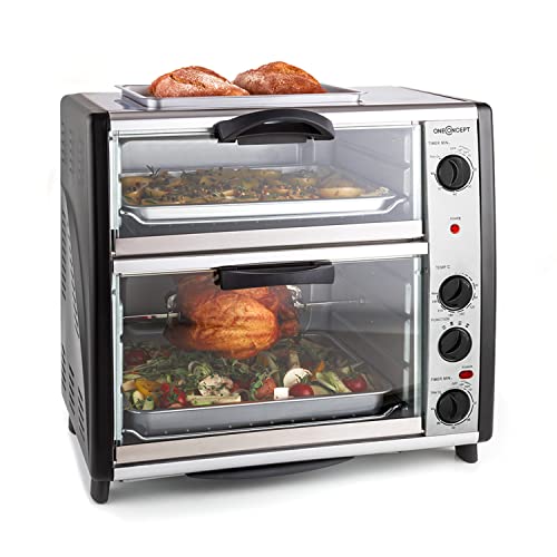 oneConcept All-You-Can-Eat Horno eléctrico doble - 2 cámaras de cocción , Parrilla superior ,...