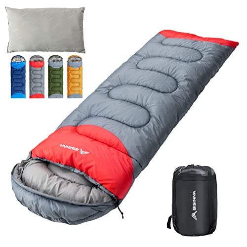 BISINNA Saco de Dormir con Almohada - 4 Estaciones, Ligero, Impermeable, cálido, Saco de Dormir con...
