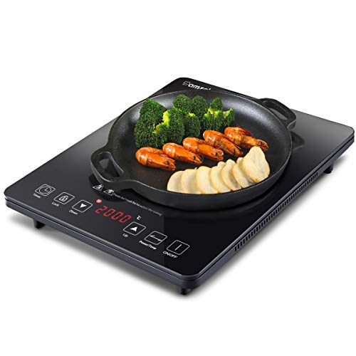AMZCHEF Placa inducción, eléctrica Placa de inducción con Superficie de Vidrio de Pulido Negro,...