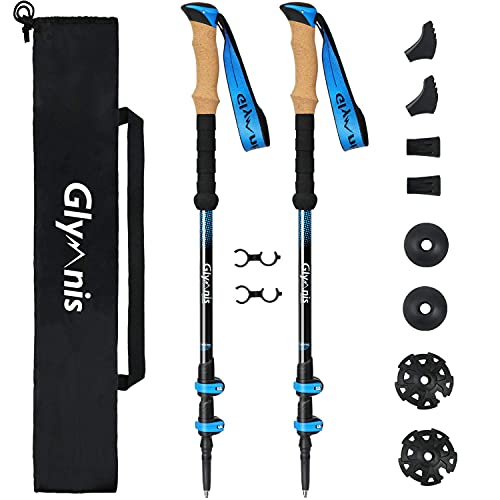 Glymnis Bastones de Senderismo Telescópicos Bastones Trekking Plegables 2pcs Ajustable 65cm~135cm...