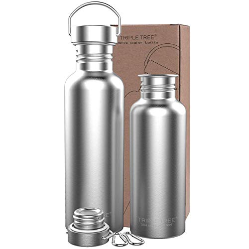 Botella de agua portátil de acero inoxidable, botellas de agua deportivas - 500 ml y 750 ml y 1l -...