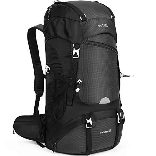 HOMIEE Mochila de Senderismo de 50 litros, Macutos de Senderismo Impermeable Multifuncional, Unisex,...