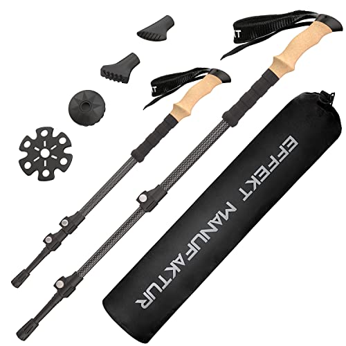 Effekt Bastones Trekking de Carbono – Palos Trekking con Agarre de Corcho – Bastones Senderismo...
