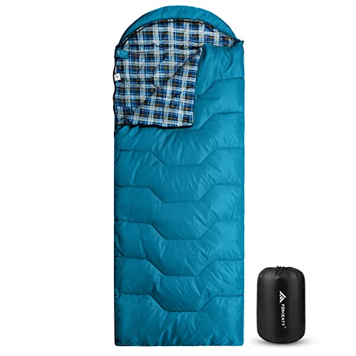 Forceatt Saco de Dormir Rectangular para Acampar, para 3-4 Estaciones, con Bolsa de compresión y...