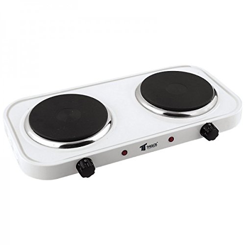 Cocina eléctrica 2 quemadores Thulos TH-CE2000/2P, Acero inoxidable, 2000W termostato indicador luz