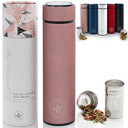 Teabloom Vaso De Bebidas Multiusos - 480 Ml/Botella De Agua Con Aislamiento De Metal Cepillado -...