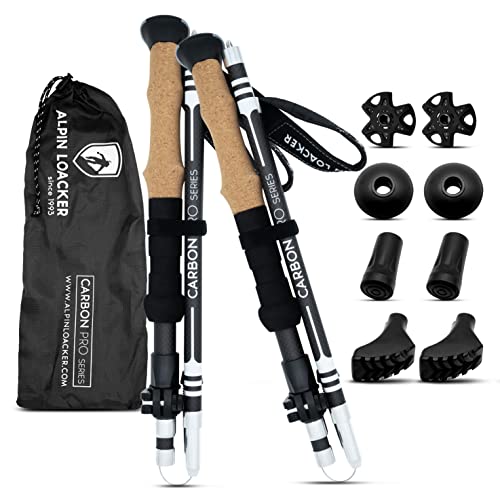 Alpin Loacker Pro Series - Bastones Trekking Carbono,Palos Senderismo Regulable Multiusos,Bastones...