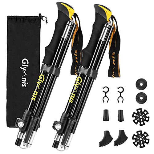 Glymnis Bastones de Senderismo Bastones Trekking Plegables 2pcs 36cm-130cm de Aleación de Aluminio...