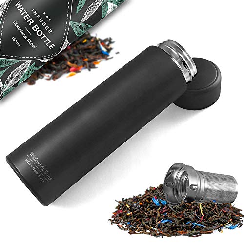 Botella de Agua Térmica Doble Pared + Inserto da Fruta y Filtro para Té | Conserva Frío y Calor...