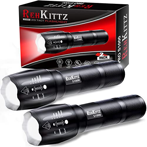 REHKITTZ Linternas Led Alta Potencia Super Brillante, Linterna(2 Piezas) con Zoom, 2000 Lúmenes...