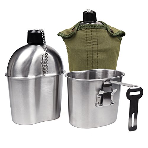 Goetland Juego de Cantimplora Acero Inoxidable Cantina Cantimplora WWII Cantimplora Militar...