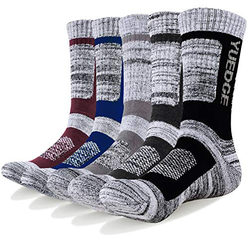 YUEDGE 5 Pares Hombres Senderismo Calcetines para Trekking Camping Ciclismo Tenis, Transpirable,...
