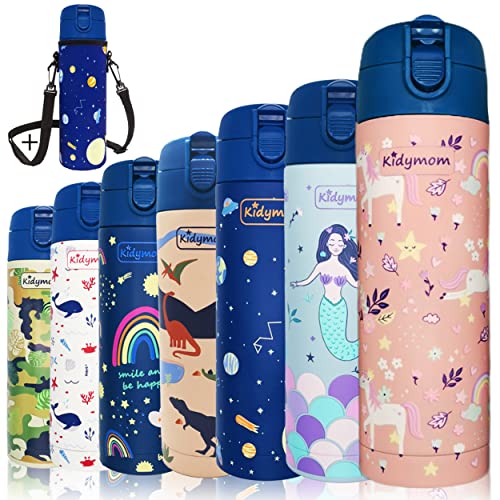 KIDYMOM Botella Agua Acero Inoxidable Para Niños Prueba De Agua +Bolsa de transporte gratuita,...