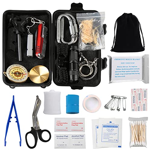 Lixada Kit de Supervivencia Emergencia 23 en 1 Multi Herramientas Suministros de Primeros Auxilios...