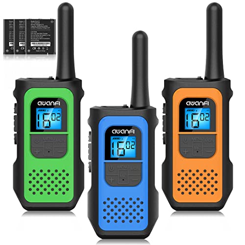 AWANFI Walkie Talkie,3 Piezas Walkie Talkie Recargable para Niños Adultos, Walkie Talkie de Largo...