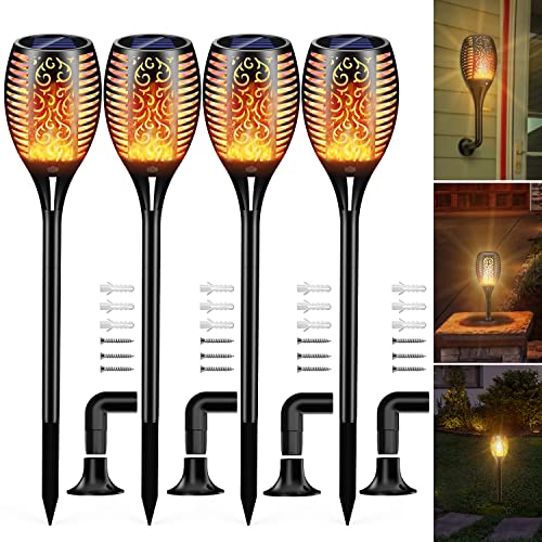 Linternas Solares para Jardín, Jonwall Luz de llama Lámparas Solares para Exteriores, 4 Piezas...