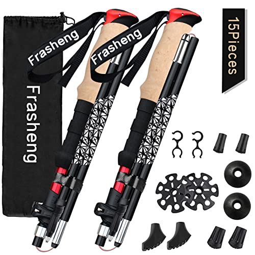 Frasheng Bastones de Senderismo, 2pcs Bastones Trekking Plegables, Bastones Marcha Nordica...