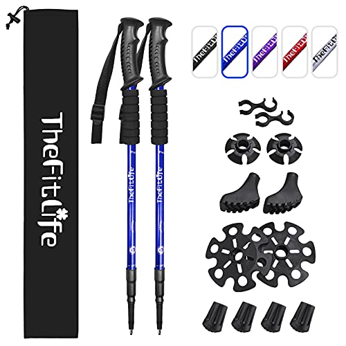 TheFitLife Los Bastones De Senderismo - Bastones Telescópicos Plegables, 2 Packs Ultraligeros....