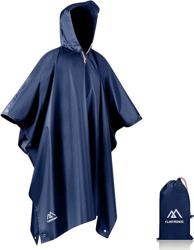flintronic Poncho de Lluvia, 3 en 1 Chubasquero Ligero Transpirable Ultrafino/Estera/Toldo Manta,...