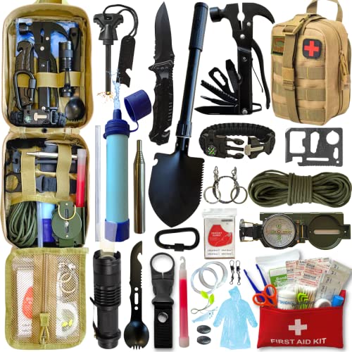 BIRKOSCH | Kit de Supervivencia Ultra Completo + Botiquín de Primeros Auxilios | Paja de Filtro -...