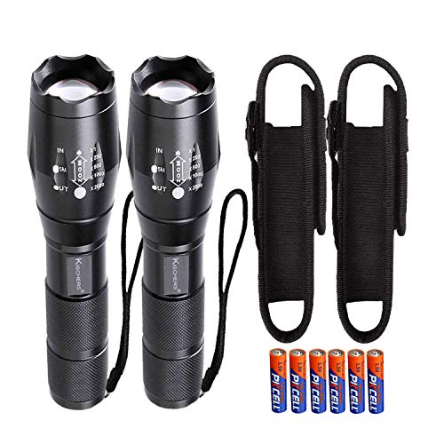 KISCHERS Linterna LED Tactica Alta Potencia con Funda De Nailon Incluye 6 Pilas AAA 800 Lúmenes...