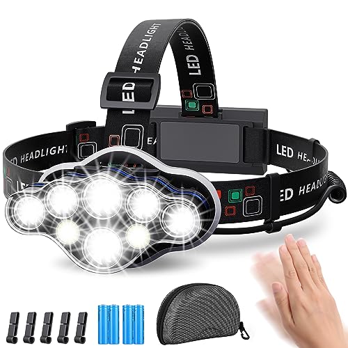 MLIAIMCE Linterna Frontal para Cabeza LED Recargable,18000 Lúmens 8 Modos 8 LED,IPX4 Impermeable...