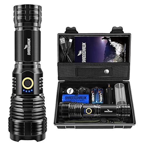 Shadowhawk Linternas LED Alta Potencia Recargable, Linterna Potente 10000 Lúmenes XHP70.2, Linterna...