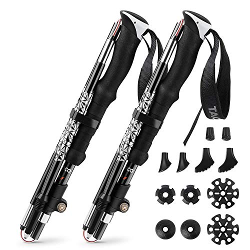 TAOCOCO 2pcs Bastón de Senderismo Plegable 7075 Bastón de Trekking de Aluminio, Bastón de...