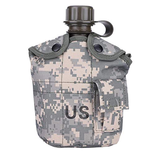 Tbest Botella de Agua Militar Cantimploras, Botella de Agua Camuflaje Portátil Cantina Militar...