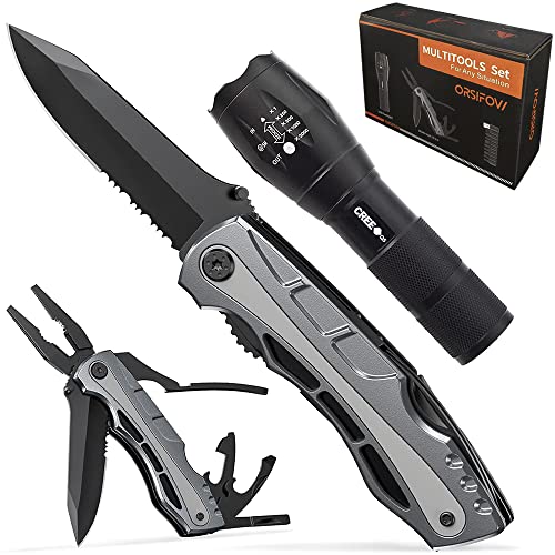 ORSIFOW Cuchillo Multiusos, Navaja Multiuso Inoxidable 16 en 1 | Herramienta Multiuso Alicates...