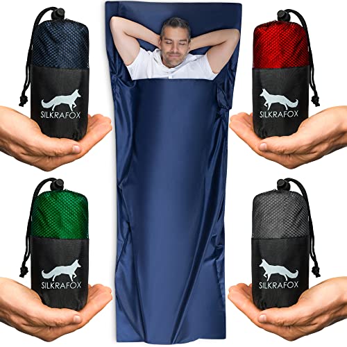 Silkrafox Saco de dormir compacto ultraligero de microfibra, saco de dormir de seda sintética, saco...