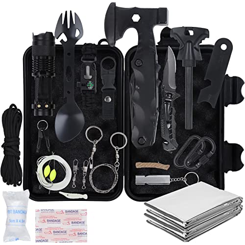 Kit de Supervivencia, 18 en 1 Equipo de Supervivencia, Profecional Multifuncional Kits Tácticos,...