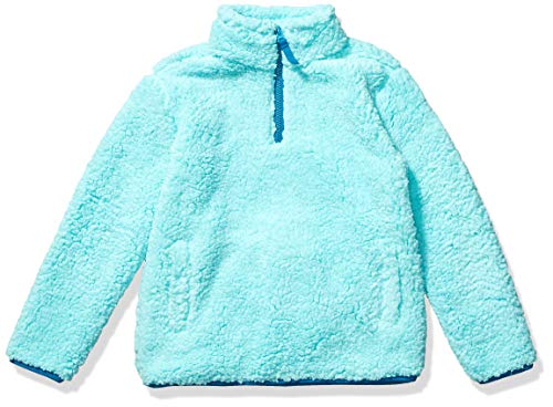 Amazon Essentials Chaqueta de Forro Polar Sherpa con Cremallera 1/4 Niña, Azul Agua, 8 años