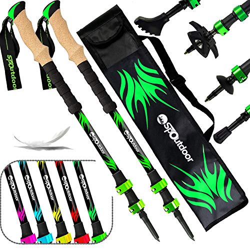 Baston de trekking telescopico en carbono - Antishock natural - Bastones para caminar y Trail...