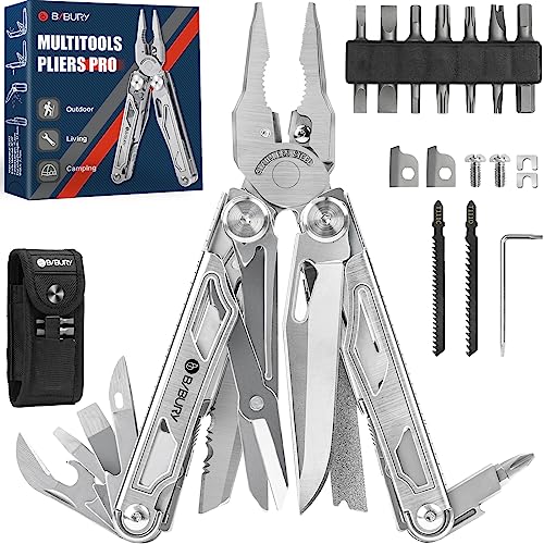 BIBURY Multiherramienta de Alicates, Navaja Multiusos de Acero Inoxidable con Tijeras y Juego de...