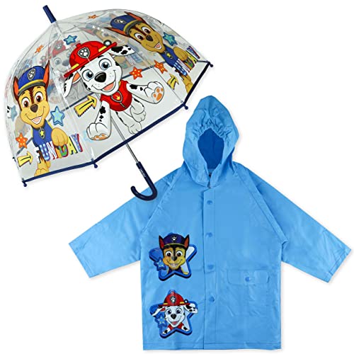 Pack de Paraguas Burbuja Transparente Infantil y Chubasquero Impermeable con Capucha de Patrulla...