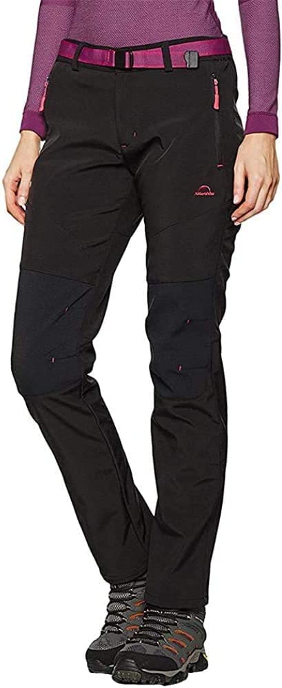 Tofern Pantalones Mujer Zip-Off Softhell Termicos con Cinturón Montaña Senderismo Trekking,...