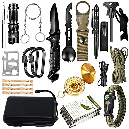 Folorflifs Kit de Supervivencia, Kit de Supervivencia 18 en 1 es la Mejor Herramienta de...