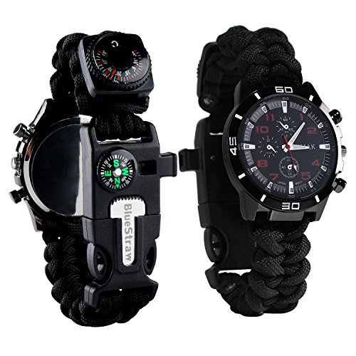 Reloj de supervivencia de pulsera 6 en 1, multifuncional, impermeable, con cuerda de paracaídas,...
