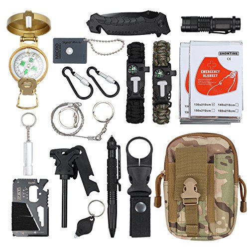 18 en 1 Kit de Supervivencia Bolsa Molle de Supervivencia Bolsa de Herramientas Multifuncional con...